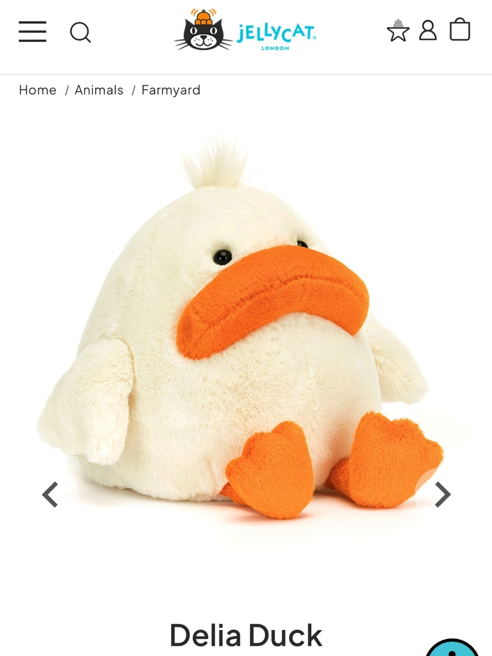 Jellycat Delia Duck Stuffed Animal